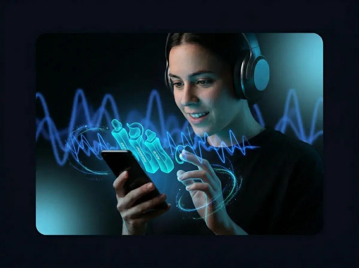 Digitazione di un comando di testo nell'app musicale