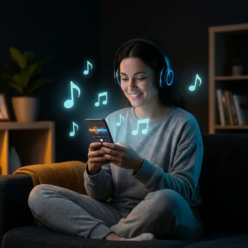 Person creating a new version of a song with AI