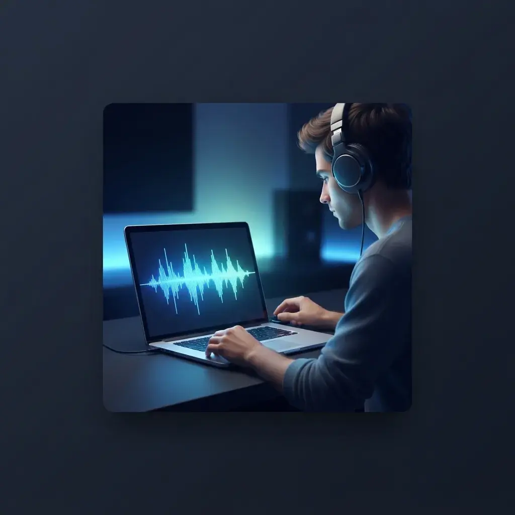 Creator care pregătește părți audio pentru un remix pe laptop și telefon
