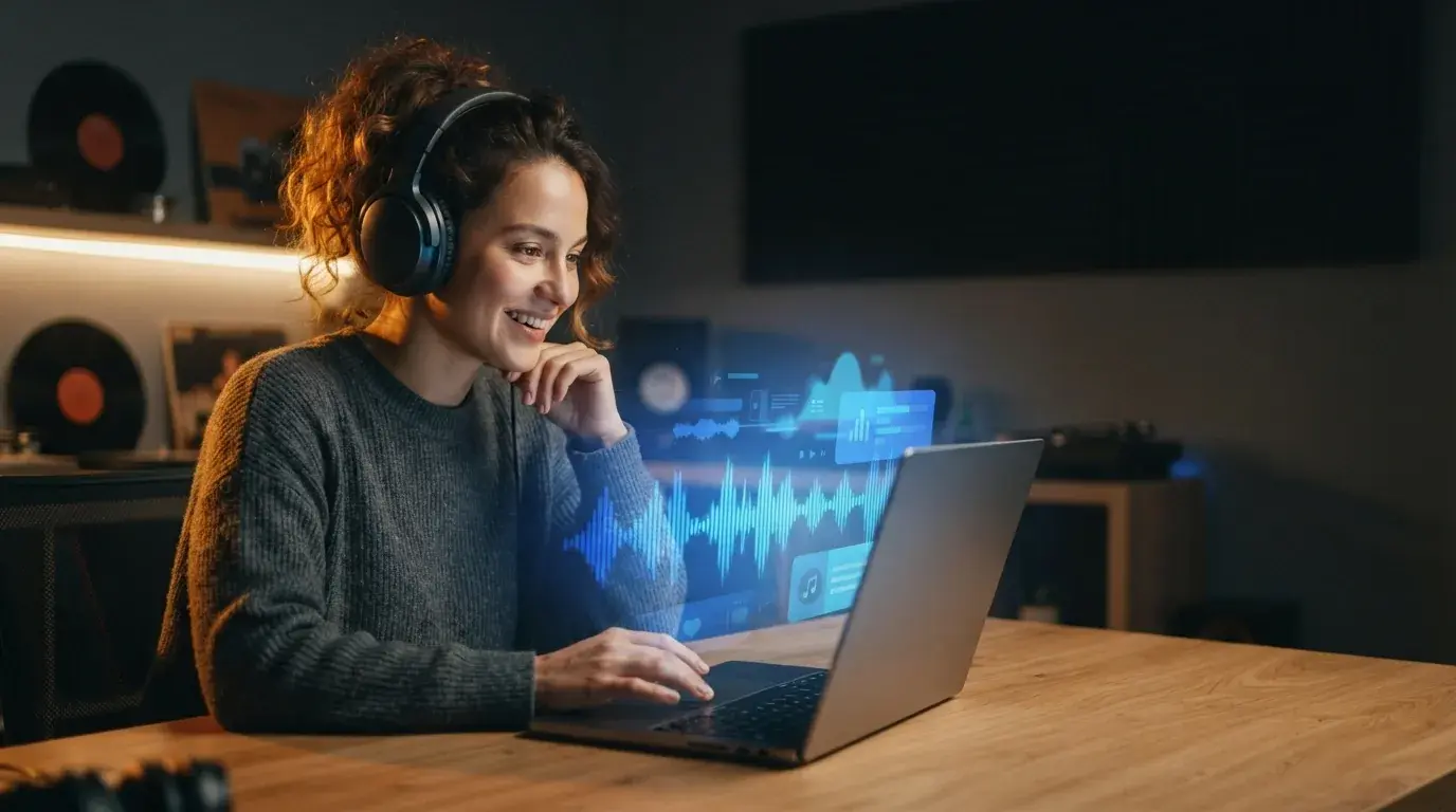 Person making music on a laptop