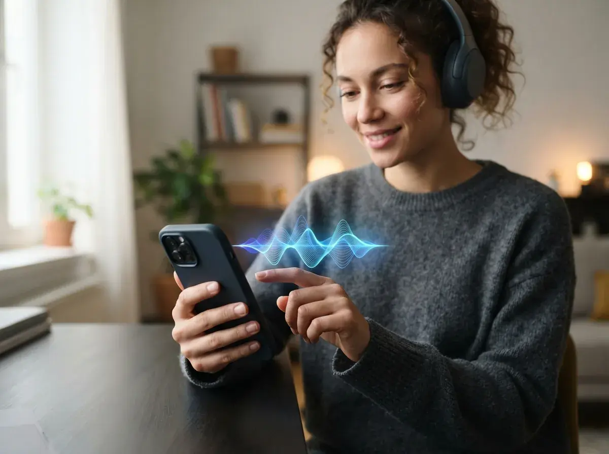 波形カードと音楽を聴いている人がいる音楽モデル比較画面