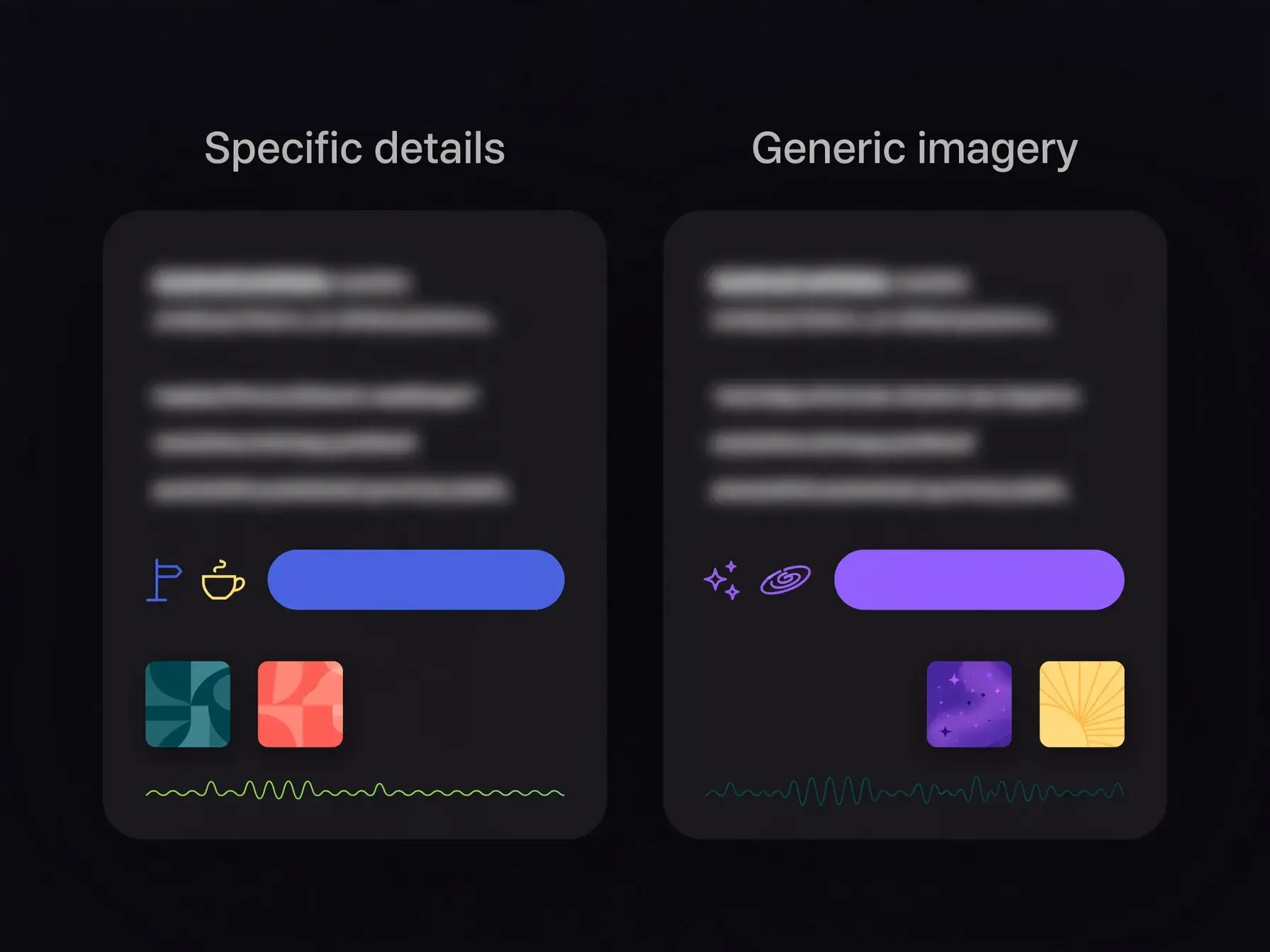 Comparison of lyrics with specific details versus generic cosmic imagery