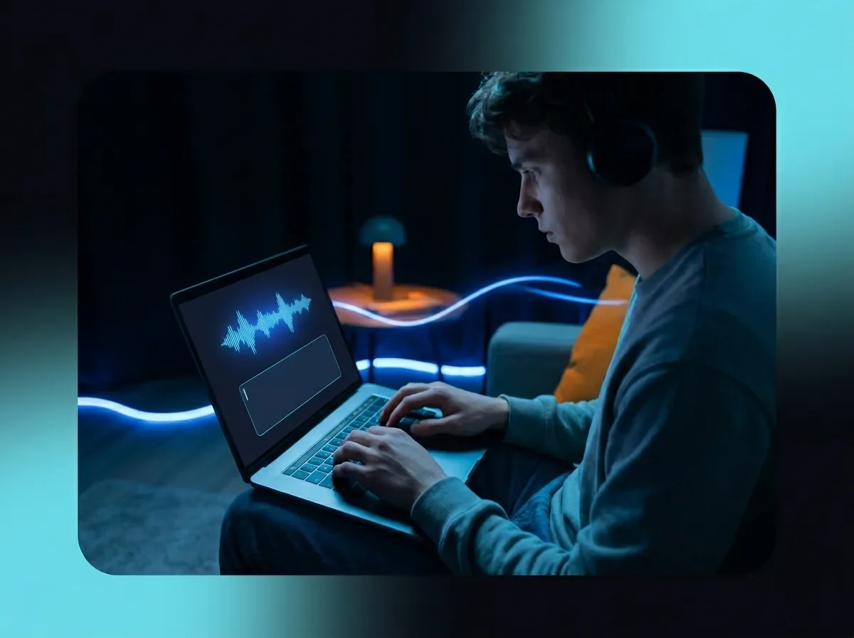 Typing a text prompt into the AI rap maker