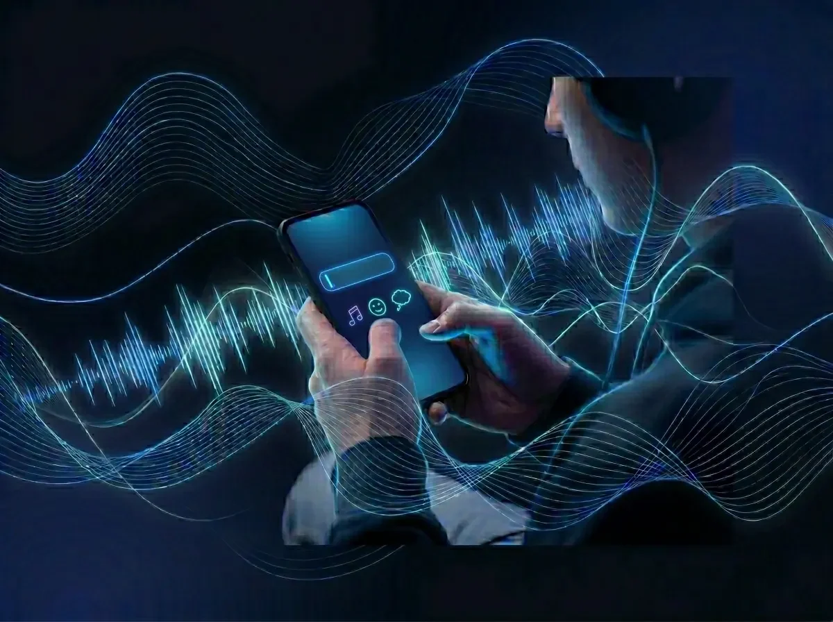 Typing a text prompt into the music app