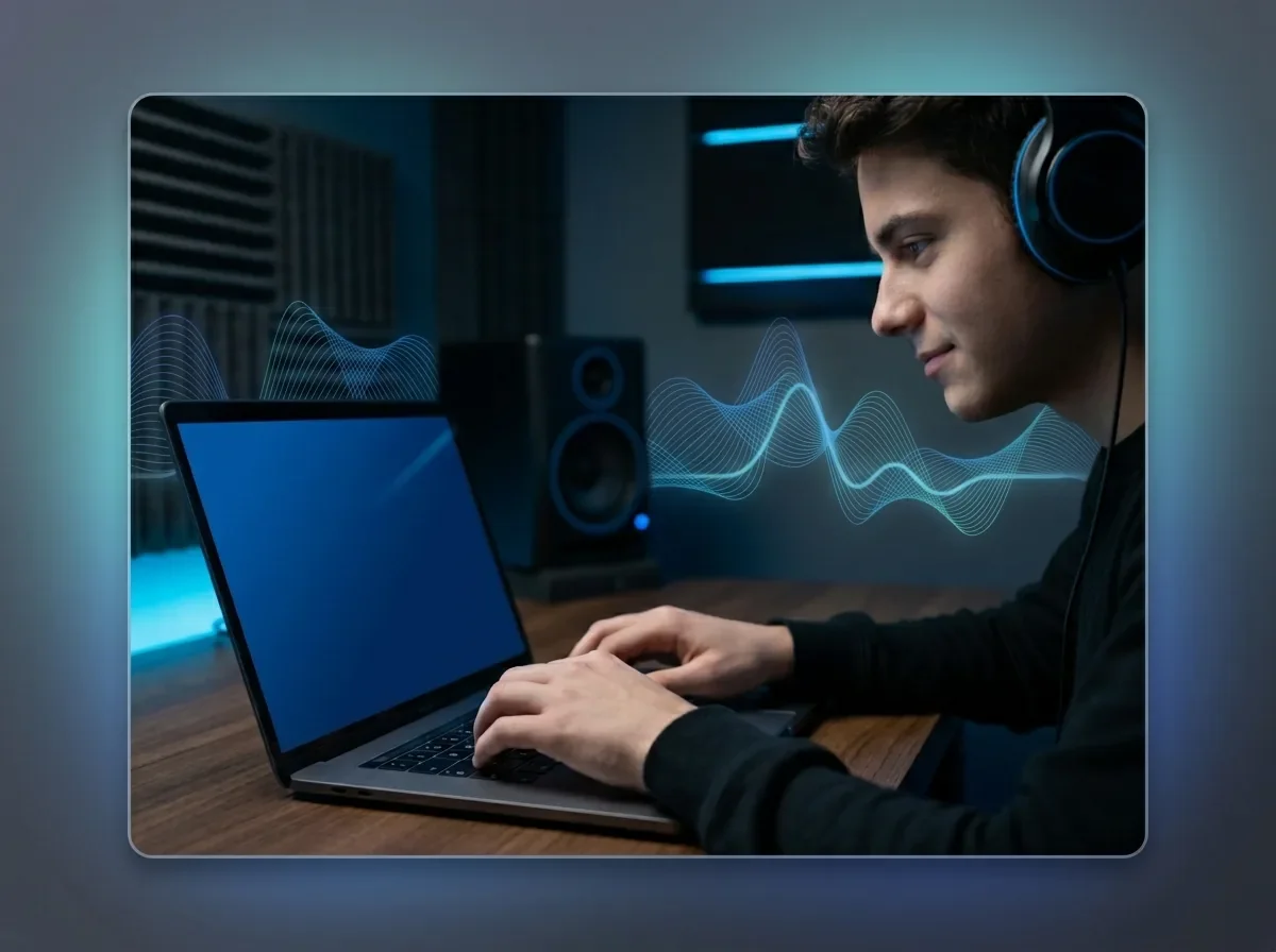 Typing a prompt into the AI music app