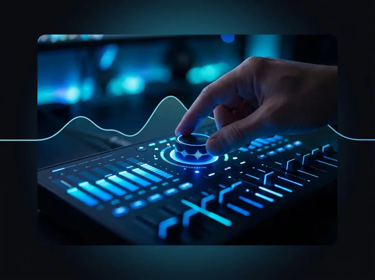 AIがイコライザーでオーディオを自動マスタリングしている様子