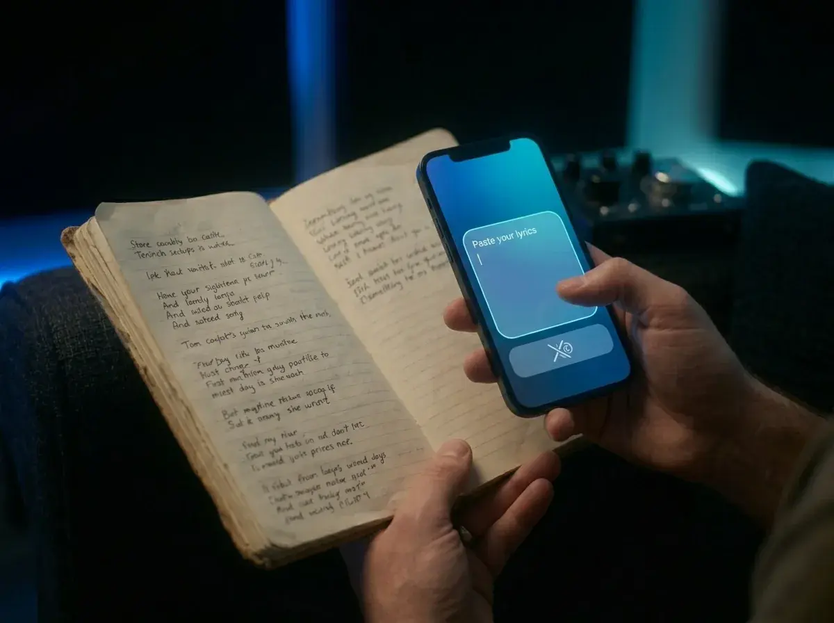 Digitando letras originais em um gerador de música em um smartphone