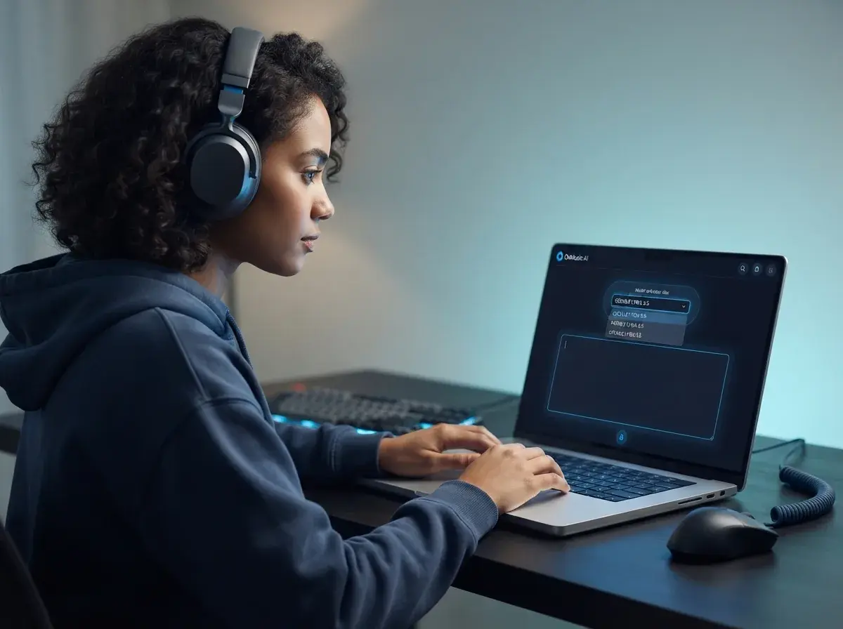 MayaがOnMusic AIでノートパソコンからGoogle Lyria 3.5を選択している様子
