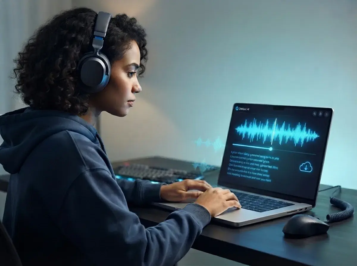 MayaがGoogle Lyria 3.5で作成した完成した音楽を試聴・ダウンロードしている様子