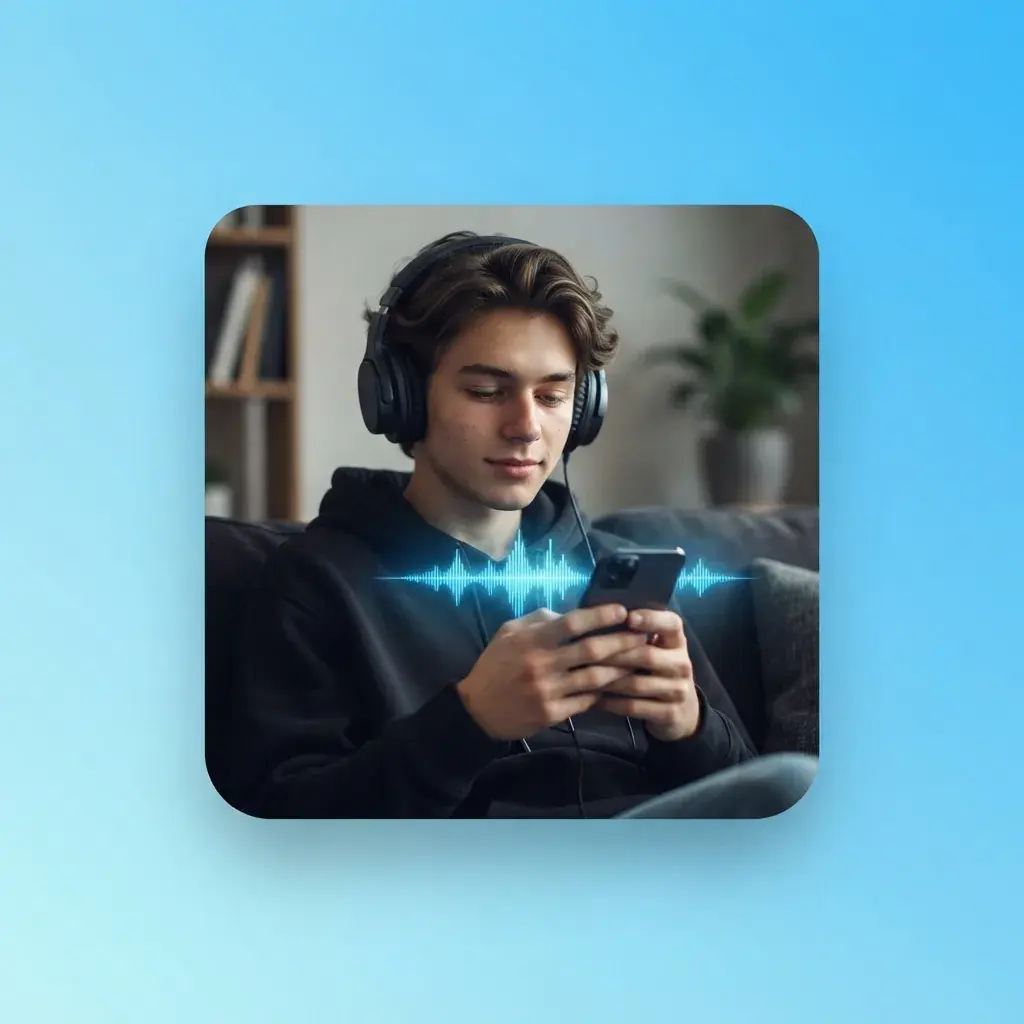 AI音楽のアイデアを自宅で試す、ヘッドホンとスマートフォンを使う音楽ファン