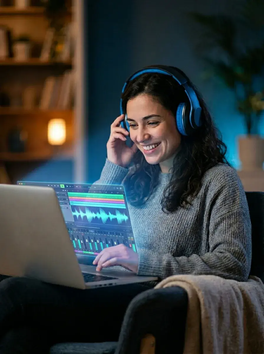 Persona che crea musica su un laptop