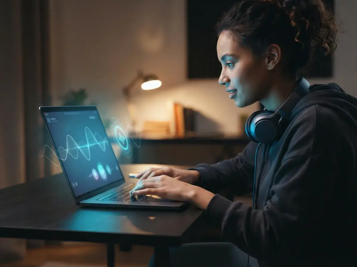 Personne saisissant une invite musicale sur un ordinateur portable