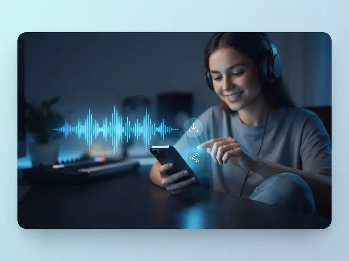 Créateur téléchargeant et partageant une chanson terminée