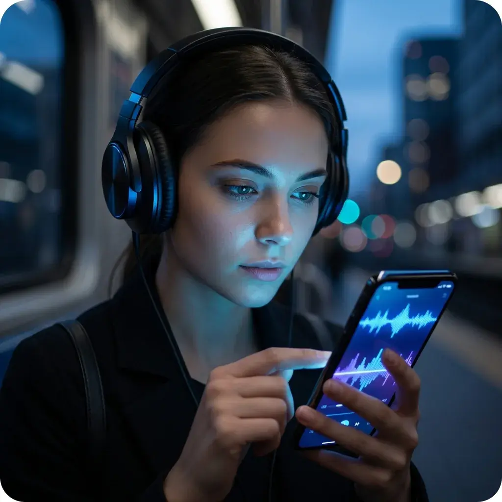 Appassionato che crea musica su un'app per telefono