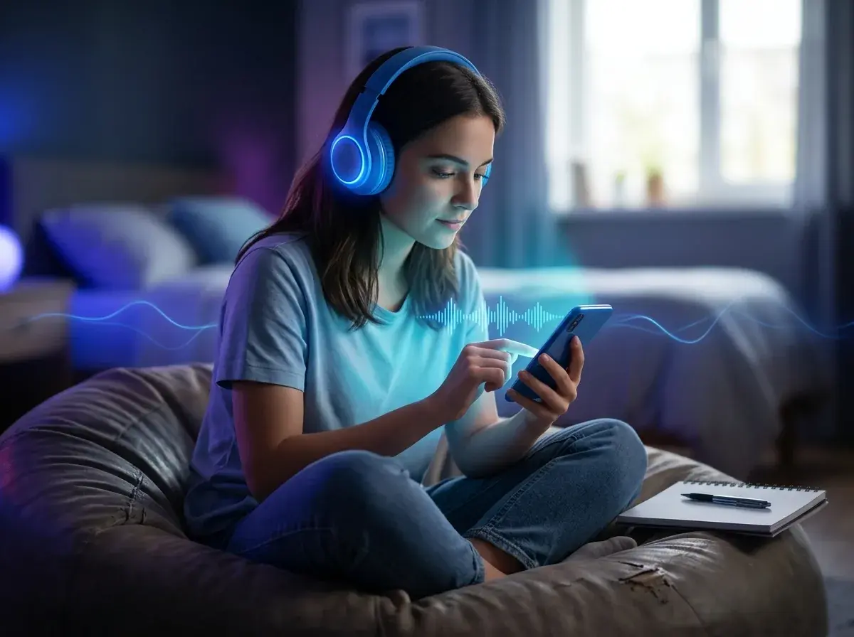 Pessoa verificando termos de licença de música em um laptop