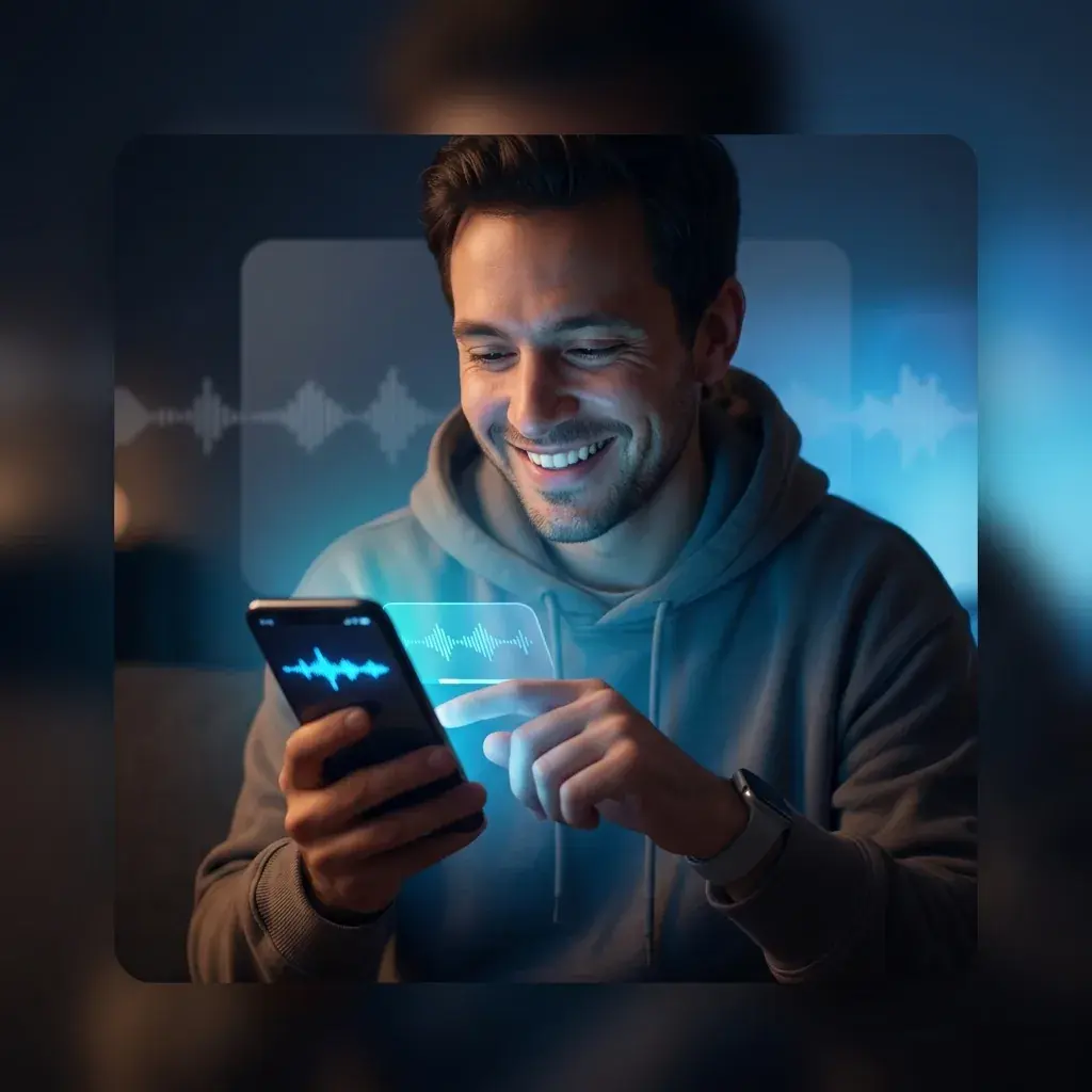 شخص يصنع أغنية على هاتفه