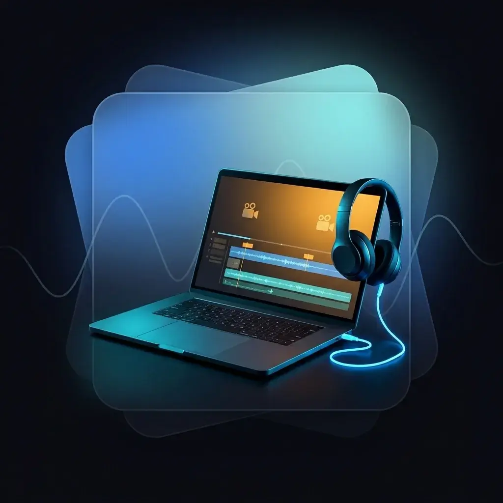 Creator making royalty free background music for a video