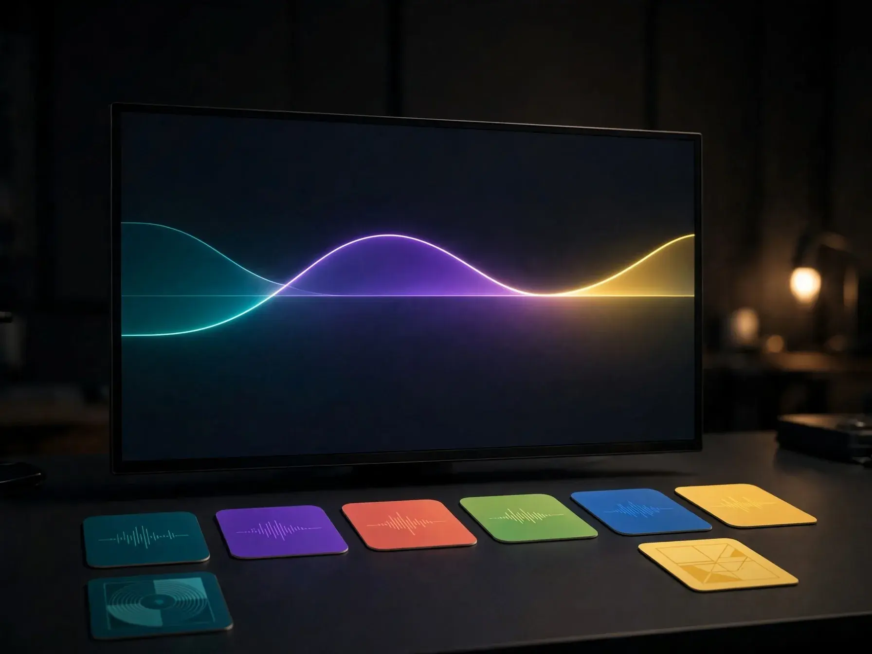 Laptop-Bildschirm, der zwei gemasterte Audio-Versionen vergleicht