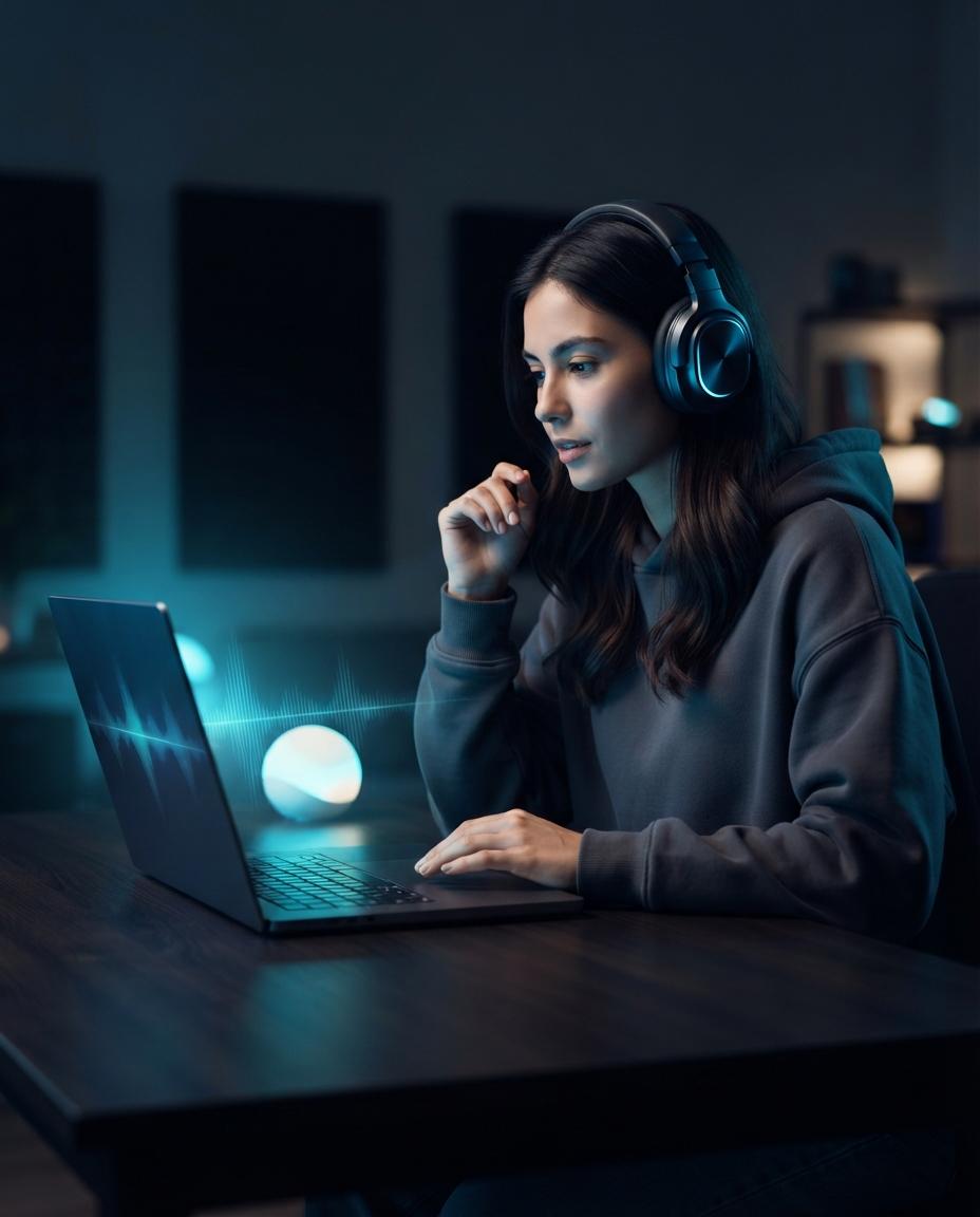 Person choosing music apps on laptop