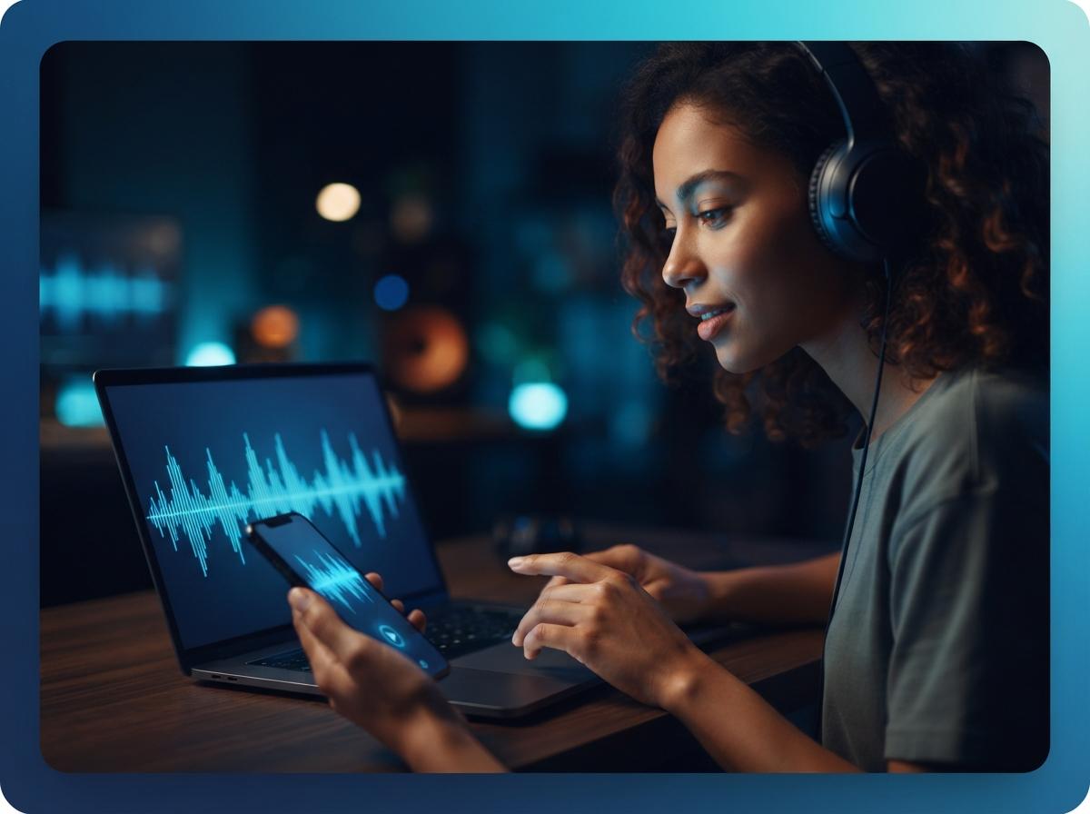 Creatore che revisiona e affina una canzone finita con anteprima della forma d'onda sullo schermo