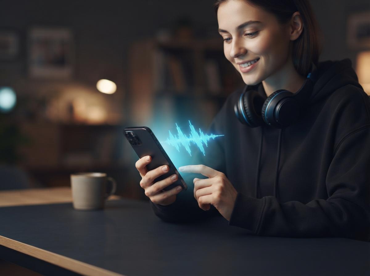 Persona che usa un laptop per trasformare un prompt testuale in musica a strati