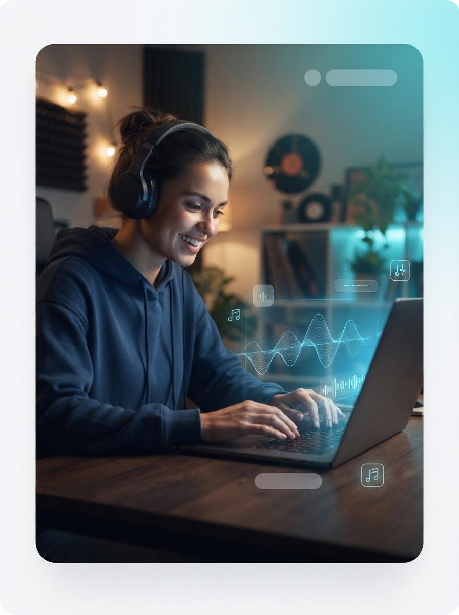 Person writing song lyrics on a laptop