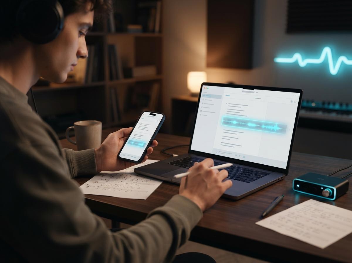 Creator revising lyrics and comparing hook ideas across devices