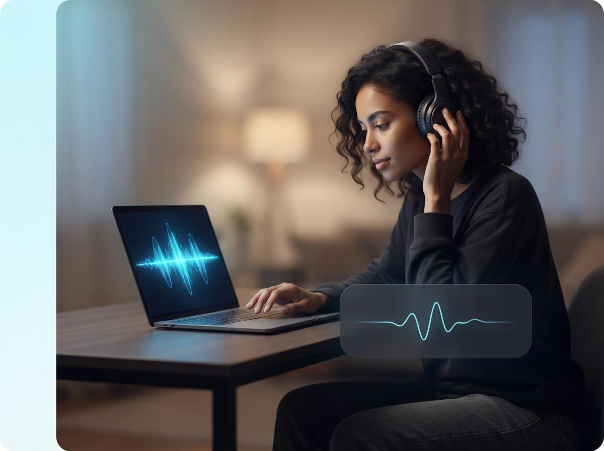 Creator testing written lyrics as a full song on laptop and phone