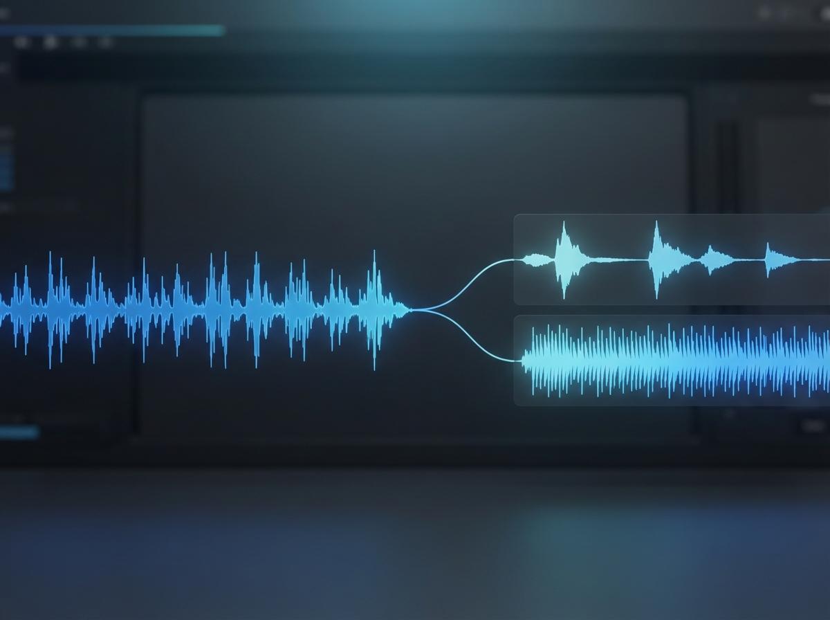 ボーカルと伴奏のオーディオレーンに分離された曲の波形