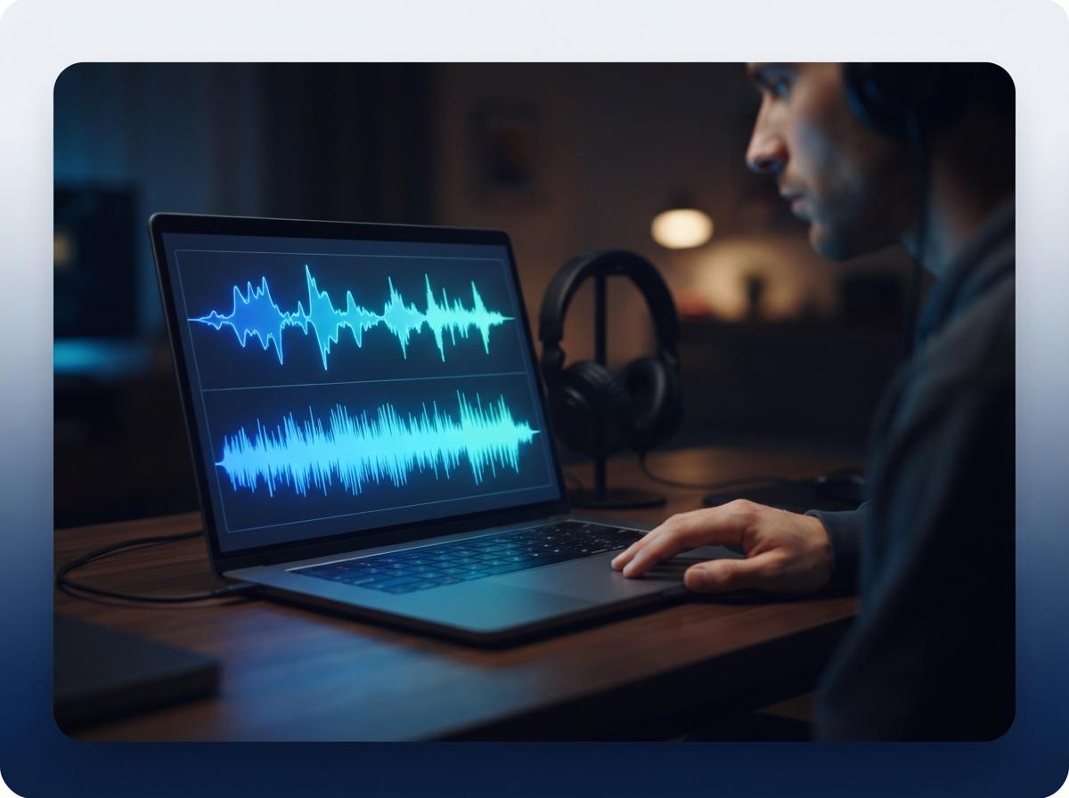 Tampilan sebelum dan sesudah mastering untuk satu lagu